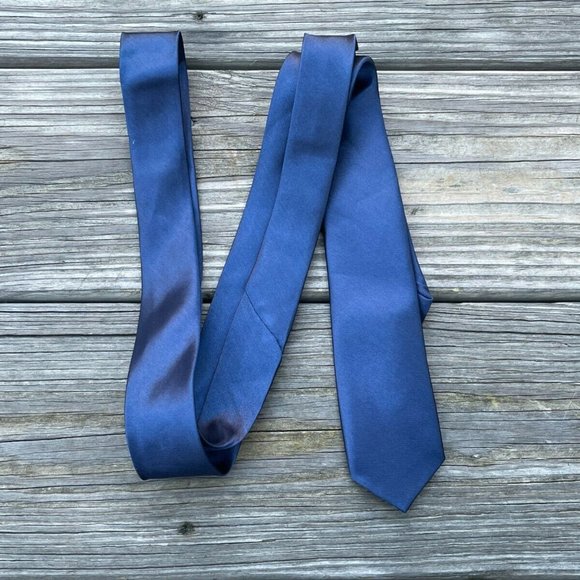 Navy Blue Tie Men Neck Tie Slim Fit Narrow Fashion Ties New - Picture 3 of 5